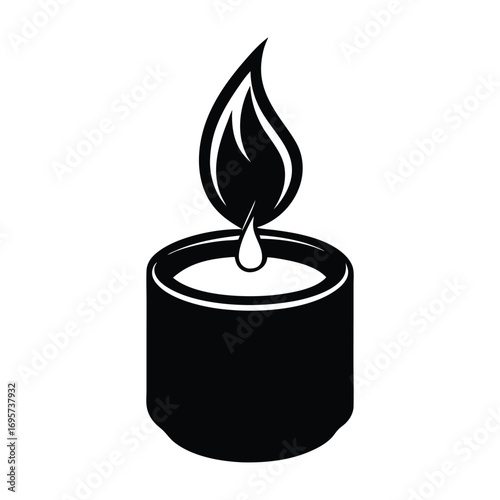 Candle Silhouette with Flame