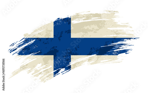 Finnish flag grunge brushstroke texture background. Vector illustration.