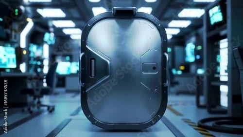 Sci-Fi Door in Space Station Opening Into Bright Interior