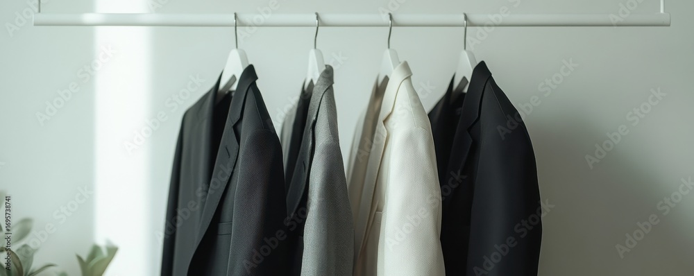 custom made wallpaper toronto digitalFormal business blazers in black, white, and gray hanging on a rail