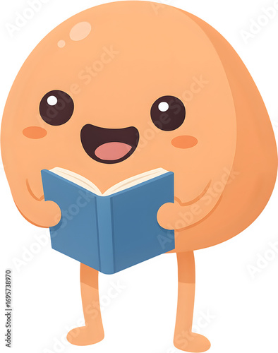 Cute cartoon character reading a book for study and learning. Perfect illustration for reading, exploration, education, and knowledge concepts, png