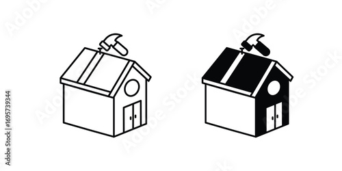 House Repair set icon with white background vector stock illustration