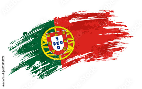 Portuguese flag grunge brushstroke texture background. Vector illustration.