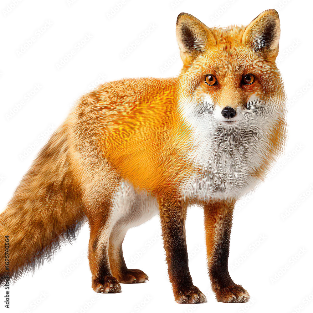 Fototapeta premium Red Fox Standing on Transparent Background