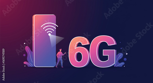 A vibrant illustration showcasing the concept of 6G technology. EPS Vector