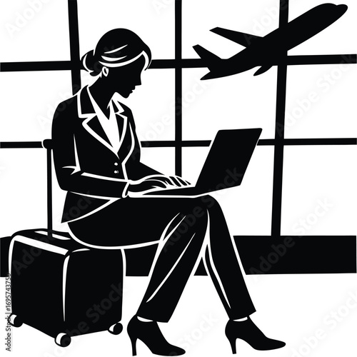 business woman working on computer