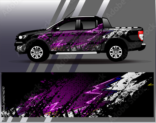 Car wrap design vector. Graphic abstract stripe racing background designs for vehicle, rally, race, adventure and car racing livery