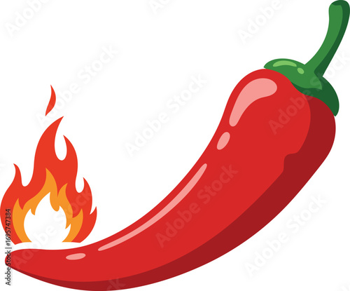 a red chili pepper with flames indicating spiciness