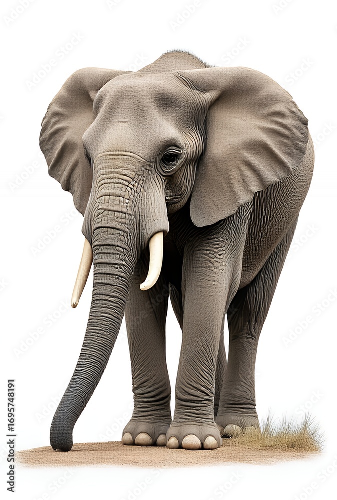 Obraz premium Majestic African Elephant on White Background
