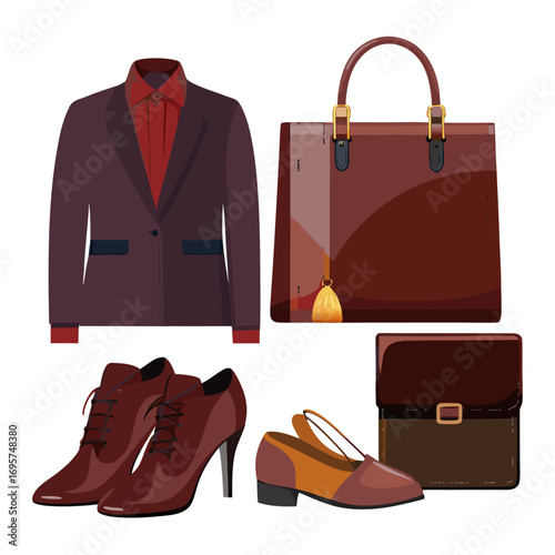 vector illustration of a set of business accessories