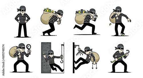Burglar Cartoon Illustrations A Collection of Thieving Characters
