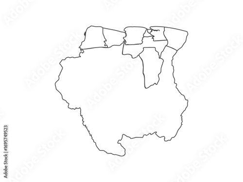 Suriname map High detailed black outline illustration 
