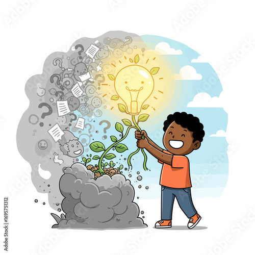Innovative Solution Unlocked: Overcoming Challenges with Creative Thinking Vector Illustration