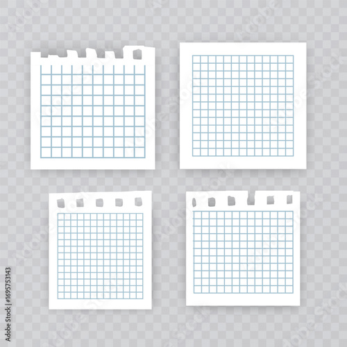 Stacked Note Papers with Graph Grids Set of notebook template