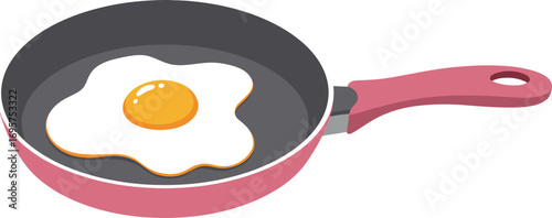 a simple illustration of an egg cooking in a pan