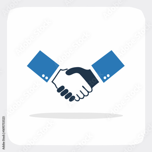 Blue Icon: Business Deal Handshake