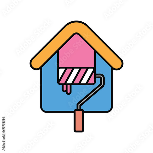 Paint Roller icon with white background vector stock illustration