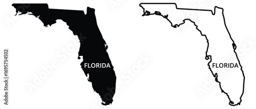 Florida state map, black silhouette isolated on white
