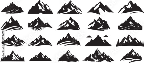 mountain, peak, silhouette, black, landscape, nature, summit, range, rock, cliff, jagged, sharp, stylized, graphic, icon, design, element, outdoor, adventure, exploration, scenery, background, abstrac