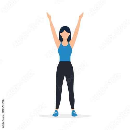 Woman Stretching Arms Upward Fitness Exercise