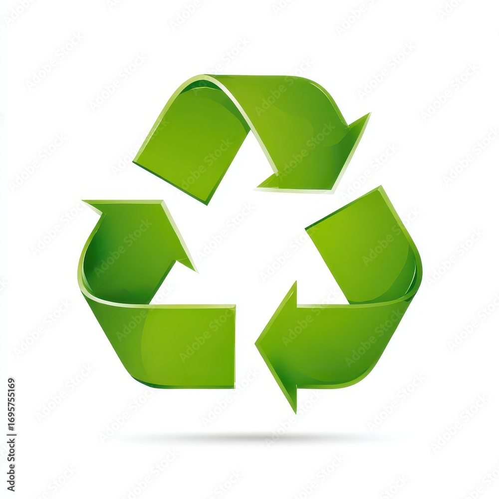 Obraz premium Green Recycling Symbol with Shiny Finish for Eco-Friendly Concepts