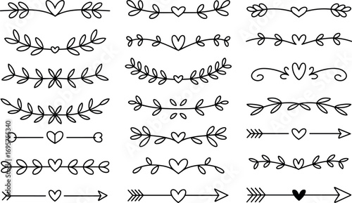 Collection of hand-drawn decorative flourishes and borders for elegant designs and creative projects