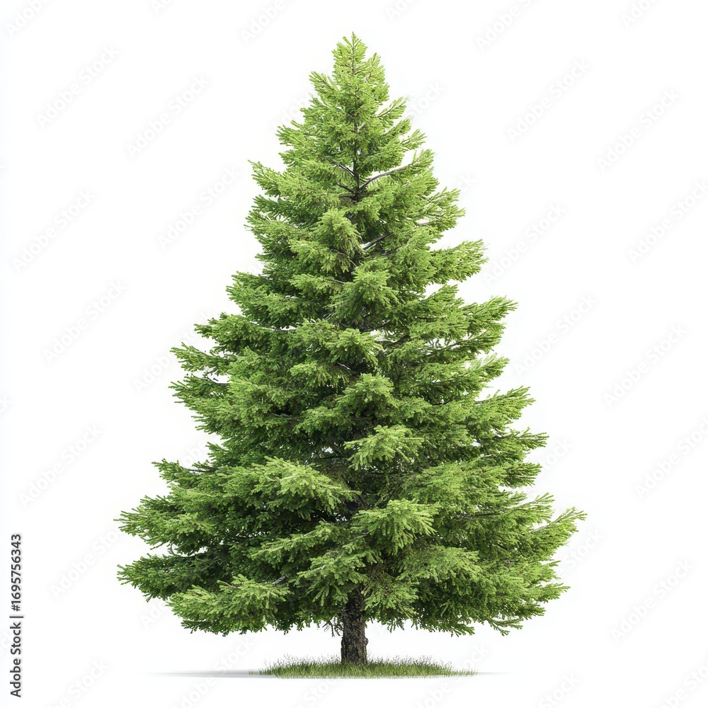 Obraz premium Lush Green Evergreen Tree Isolated on White Background
