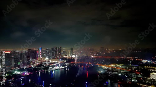 Wallpaper Mural Towering bursts of fireworks fill the sky with radiant streaks of light as the drone captures sweeping aerial perspectives of brilliance. Torontodigital.ca