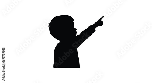 a person pointing upwards with hand silhouette