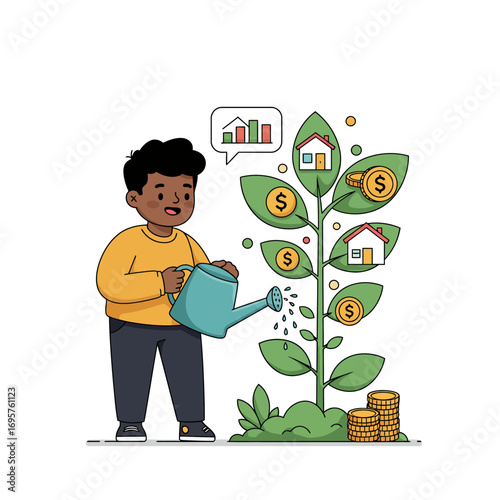 Nurturing Your Financial Future: A Vector Illustration for Smart Investment Growth & Wealth Management