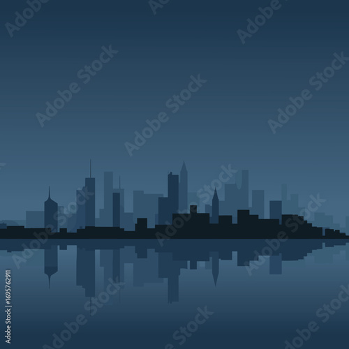 Set of cityscape background. Skyline silhouettes. Modern architecture. Horizontal banner with megapolis panorama. Building icon. Vector illustration. City silhouettes