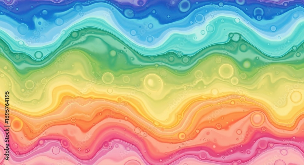 Obraz premium Vibrant rainbow wave pattern with organic textures and a watercolor effect for abstract backgrounds