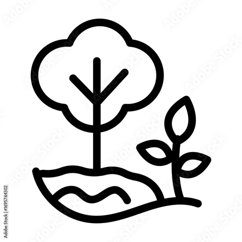 Reforestation Line Icon of Environmental Protection Icon Set
