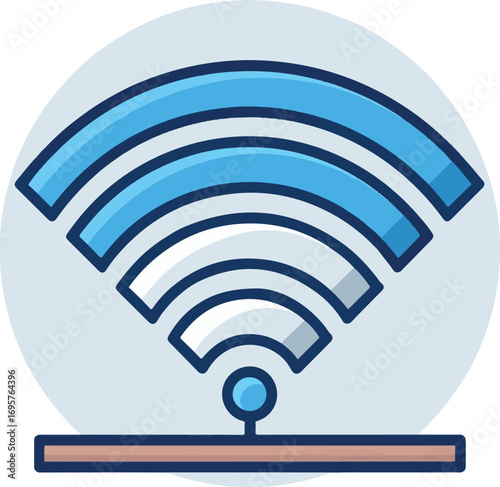 Wireless Router with Signal Waves Icon for Internet Connectivity