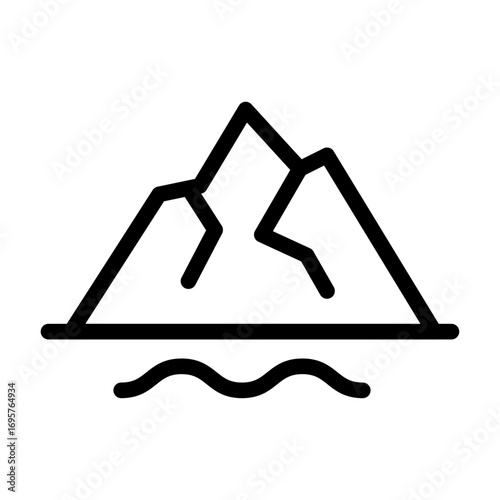 Twin Peaks Line Icon of Glaciers & Ice Caps Icon Set