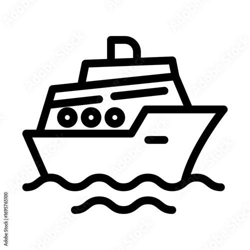 Slanted Cruise Ship Line Icon of Cruises & Ferries Icon Set
