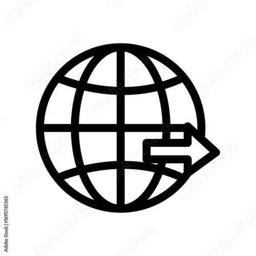 Globe with Arrow Line Icon of Budget Travel Icon Set
