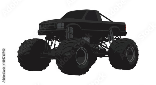 monster truck with large wheels and rugged tires silhouette