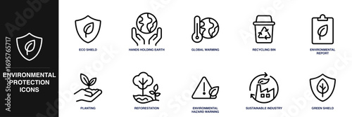 Environmental Protection Line Icon Set