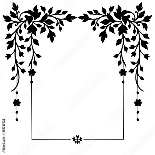 black and white floral frame, frame, floral, flower, vector, leaf, design, border, decoration, pattern, illustration, nature, plant, art, silhouette, ornament, vintage, tree, branch, card, black, spri