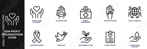 Non-Profit Organizations Line Icon Set