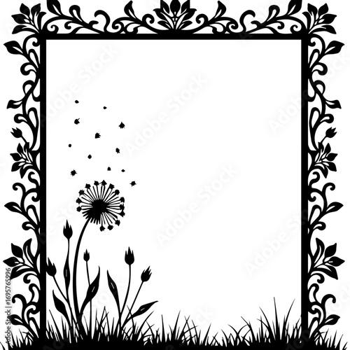 black and white floral frame, frame, floral, flower, vector, leaf, design, border, decoration, pattern, illustration, nature, plant, art, silhouette, ornament, vintage, tree, branch, card, black, spri