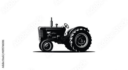 a classic tractor design with bold lines and wheels silhouette