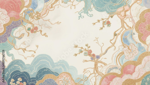 Oriental pattern background vector. 