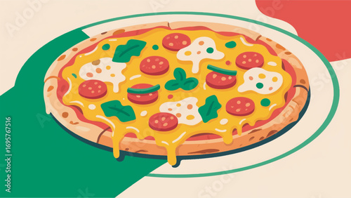 illustration of pizza with toppings vector design template