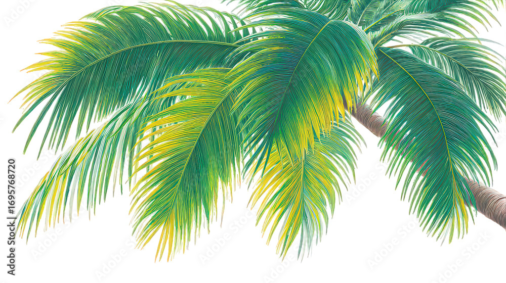 Naklejka premium Vibrant Green Palm Fronds on Transparent Background