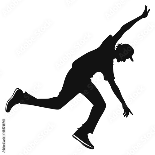 Dancing Boy Silhouette in Motion – Street Dance Vector Clipart.