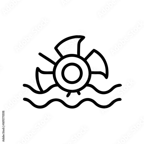 Water wheel icon representing energy generation and motion  
