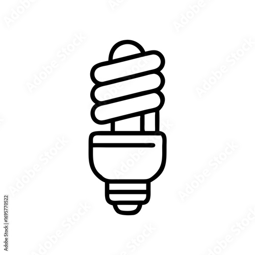 Energy-saving lamp in simple line art design on white background  