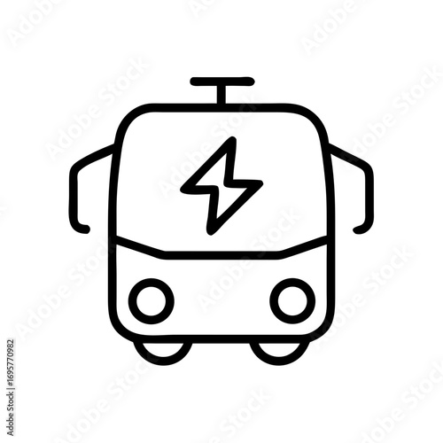 electric bus outline with lightning bolt clip art preview